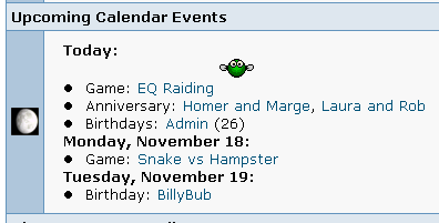 Upcoming Events on BoardIndex